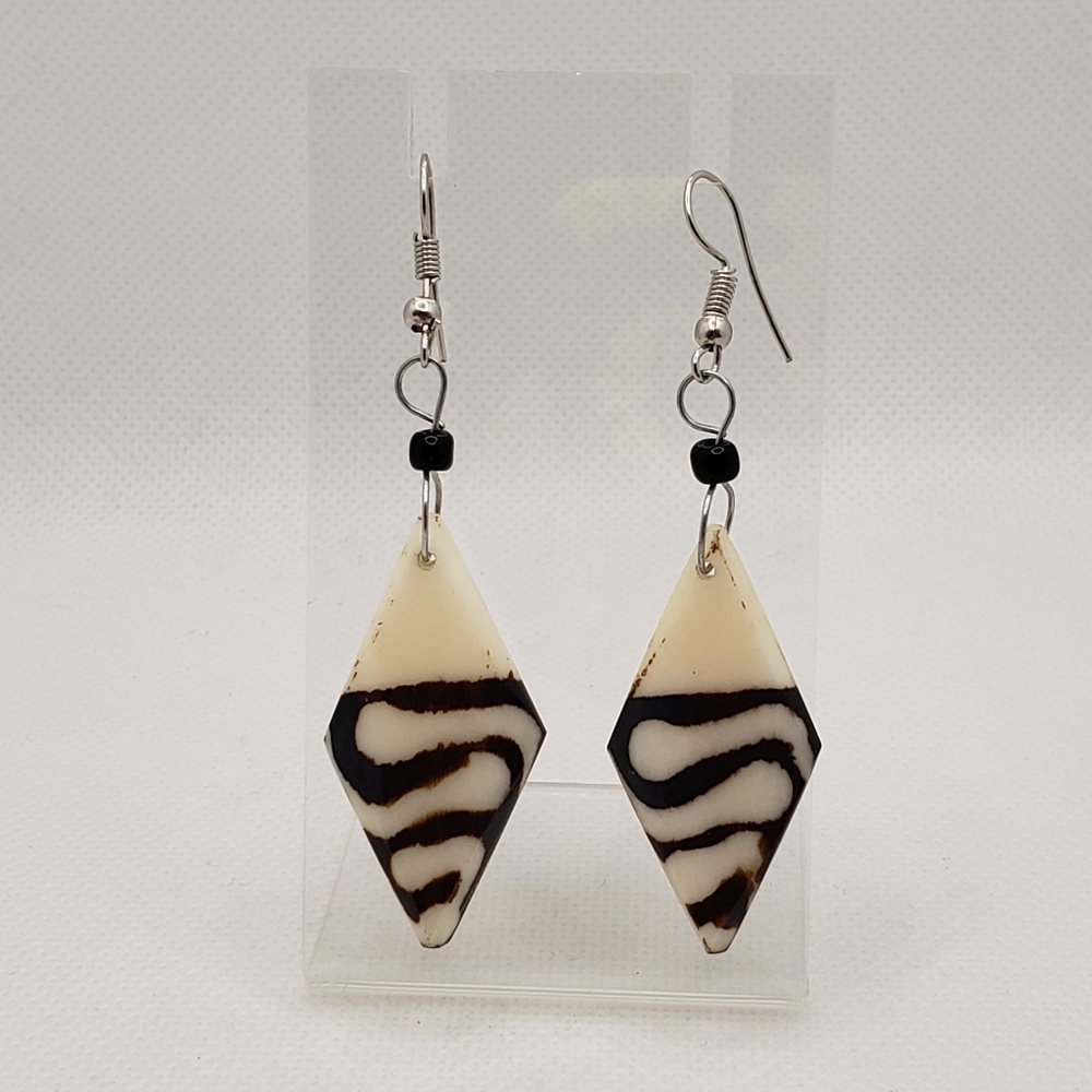 Brown and Cream Dangle Earrings